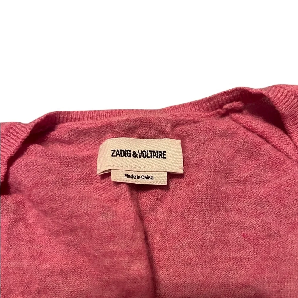 Zadig & Voltaire Cashmere pink V-Neck Long Sleeve Top